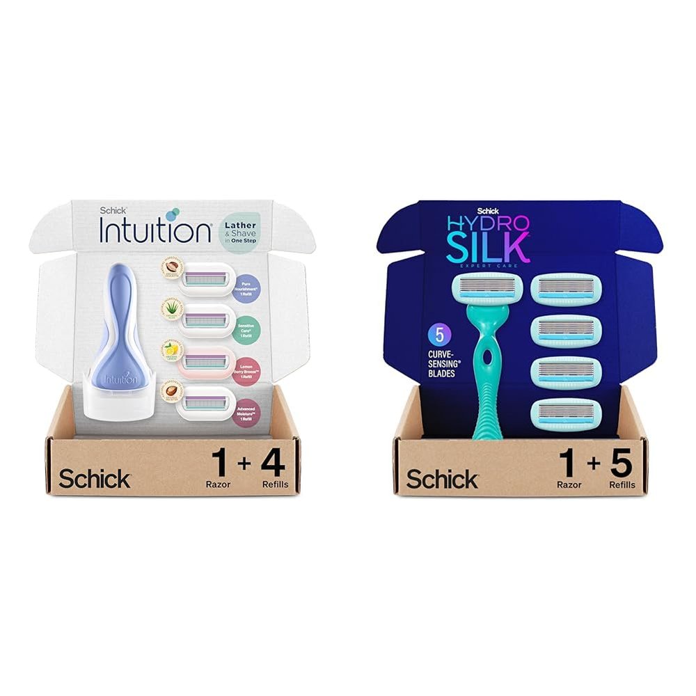 INTUITION Schick Women's Razor Variety Pack with 1 Handle & 4 Intuition Blades & 1 Schick Hydro Silk Sensitive Skin Razor with 5 Moisturizing Blades