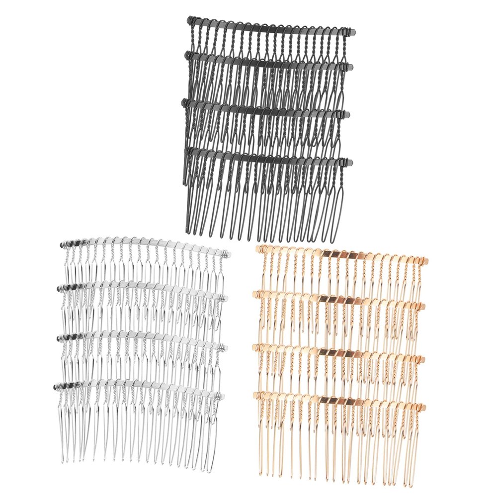Gogogmee 12pcs Metal Hair Side Combs Teeth Bridal Hair Accessories for Weddings Parties and Special Events Elegant Golden and White Design