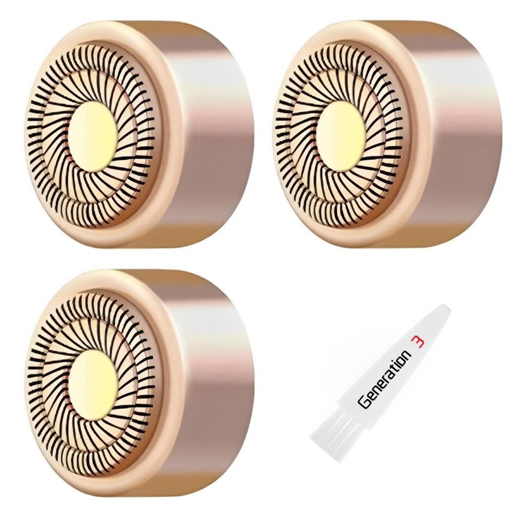 Finishing Touch Flawless Facial Hair Remover, Generation 3 Replacement Heads with 18 Karat Gold-Plated Head, 3 Pack