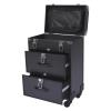 DONSU Rolling Makeup Train Case 3 Layers Professional Cosmetic Trolley Organizer Travel Case,Salon Barber Case Traveling Cart Trunk for Make-Up Artists, Hairdressers, Nail Technicians (Black) view 1