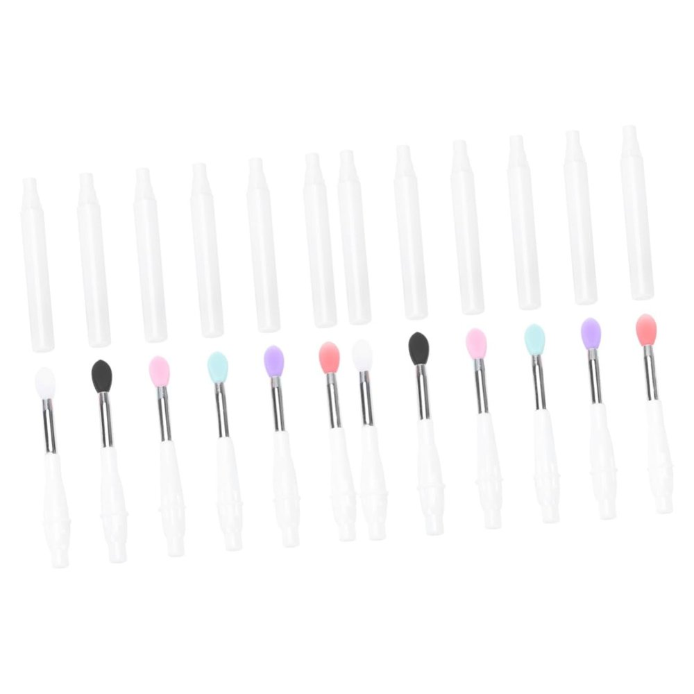 Housoutil Lips Brushes 12 Pcs Silicone Lip Brush with Lid Makeup Applicator Lipstick Brush Applicator Eyeliner Lip Tint Eye for Makeup Machine Eyeshadow Brush Cosmetic Lipstick Brush White