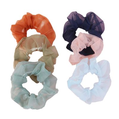 Ipetboom 6pcs Elegant Ties Elastic Bands Organza Hair Scrunchies for Ponytail Holder