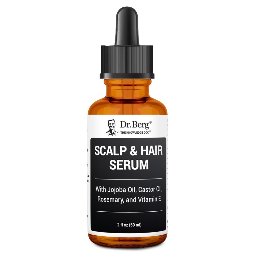 Dr. Berg Scalp & Hair Serum (Improved Formula) with Vitamin D3 & E - Clinically Tested, Paraben- and Sulfate-Free Hair Oil for Women & Men - Includes Rosemary Oil, Castor Oil & Jojoba Oil - 2 Fl oz