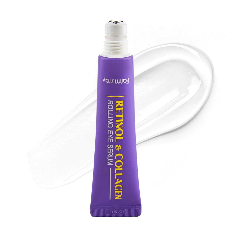 Farmstay Retinol Roll-on Eye Serum with 2% Niacinamide & Collagen Hydrating Korean Eye Roller for Dark Circles, Puffy Eyes & Wrinkles 0.84 fl. oz.