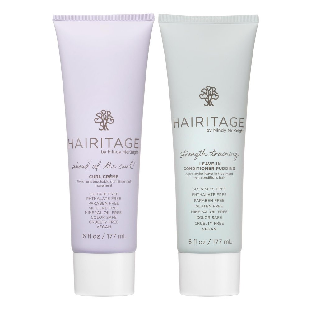 Hairitage Curl Cream + Leave in Conditioner Bundle - Jojoba Oil Curl Defining Cream for Curly Hair Leave in Conditioner + Coconut Oil + Shea Butter Hydrating + Moisturizing, Vegan + Cruelty-Free