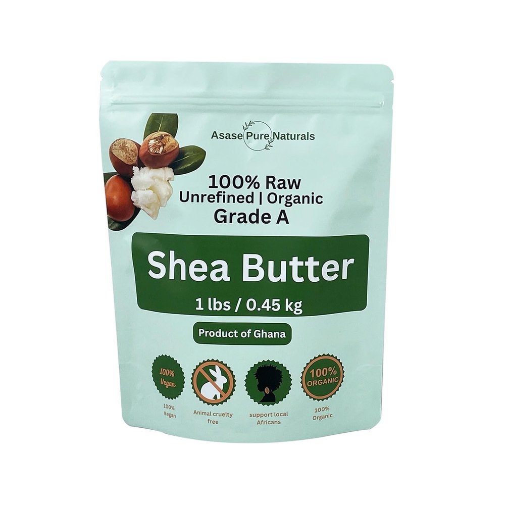 Asase Pure Naturals, Organic Shea butter, 1 lbs, 16 oz, Raw, Unrefined, Natural, Grade A, Hand made, Ivory, Ghana Africa, Great for Hair, Skin, Lips, Nourish and moisturize, Body butter