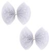 2 PCS Pearl Hair Bows Hair Clips for Toddler Girls - Elegant Ivory Lace Veil Hair Accessories for Birthday, Wedding, Halloween, Thanksgiving, and Christmas Occasions(Grey) view 1