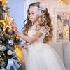 2 PCS Pearl Hair Bows Hair Clips for Toddler Girls - Elegant Ivory Lace Veil Hair Accessories for Birthday, Wedding, Halloween, Thanksgiving, and Christmas Occasions(Grey) view 2