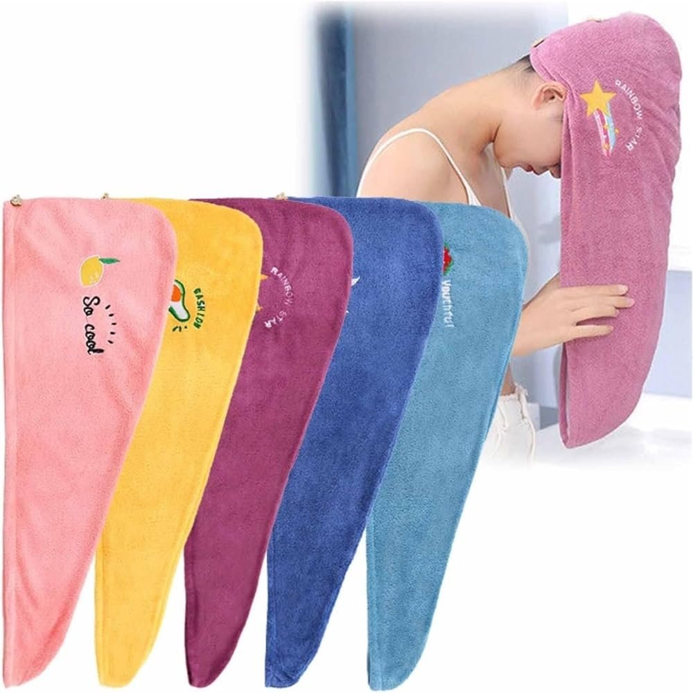 yeeren Rapid Drying Towel,5pcs Rapid Drying Towel,Rapid Hair Drying Towel for Women,Super Absorbent Soft Hair Towel Wrap Turban,Coral Fleece Women Hair Towel Set