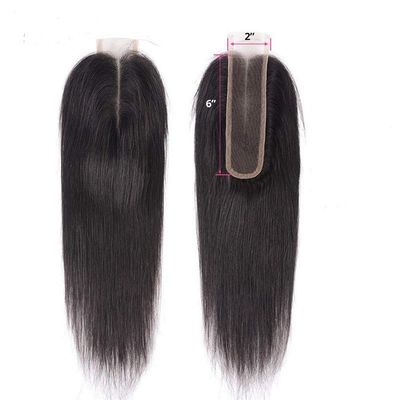 2 * 6 Lace Closure Human Hair Frontal Straight Human Hair for Hair Toppers for Woman Hand Tied One Piece Hair Loss (14inch,Natural black)
