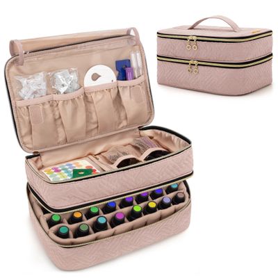 BAFASO Essential Oil Storage Case Holds 40 Bottles (5ml-30ml), Essential Oil Organizer with Tool Storage Sections (Bag Only), Pale Rose