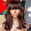 oulaer Natural Wave Wig With Bangs Brazilian Remy Redish Color Human Hair Wigs Short Wavy Bob 13X4 HD Transparent Lace Wig Bleached Knots 150% Density 16Inch view 3