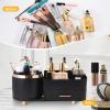 Zufudo Makeup Organizer Countertop with Drawer 360 Rotating Brush Holder Storage Large Capacity Skincare Cosmetic Display Cases for Vanity Bathroom Desktop, Model 3016 Black view 4