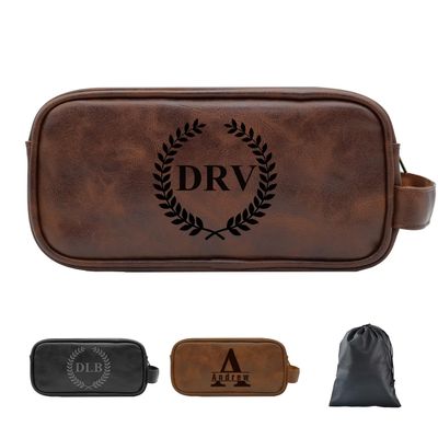 2 Pack Personalized Toiletry Bag for Men Handcrafted, Custom Leather Dopp Kit for Men, Personalized Gifts for Men, Father, Husband, Boyfriend, Groomsmen, Best Man Gifts, Shaving Bag Cosmetic Bag