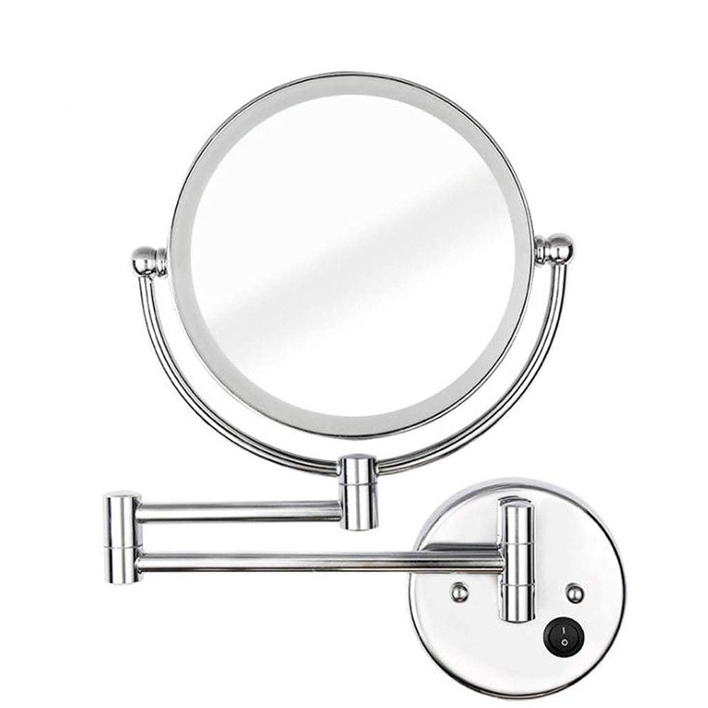 AWERAF Vanity Mirror Makeup Mirror Vanity Mirror Led Illuminated Double-Sided Wall Mounted Bathroom 3X Magnification 360 Swivel Extendable Cosmetic Mirror