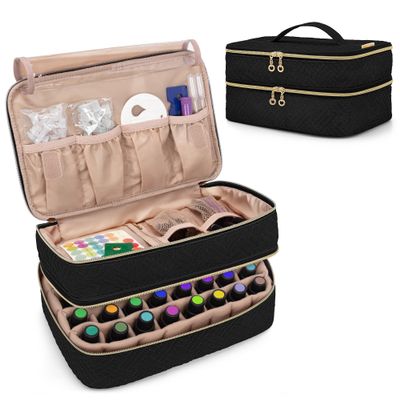 BAFASO Essential Oil Storage Case Holds 40 Bottles (5ml-30ml), Essential Oil Organizer with Tool Storage Sections (Bag Only), Black