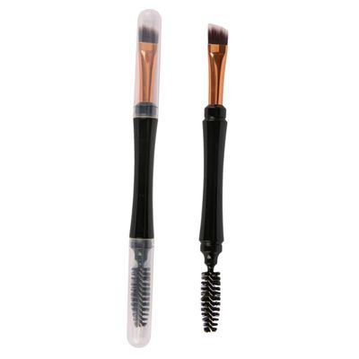 Beatifufu 2pcs Dual Purpose Makeup Brush with Eyelash Combs Durable Travel Cosmetic Tools for Women Smooth Handle Design for Comfortable Use Gift Choice