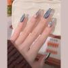 LGJYFI Handmade manicure finished fake nail patches blue cat eye long style wearing nails reusable (Size : XS) view 1