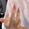 LGJYFI Handmade nail art, wearing fake nail patches, light luxury, love gradient halo dye, sparkling diamond long style (Size : S) view 2