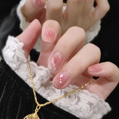 LGJYFI Wear artificial nail patches for manual nail enhancement; powder blusher tinge for short nail enhancement products ( Size : S )