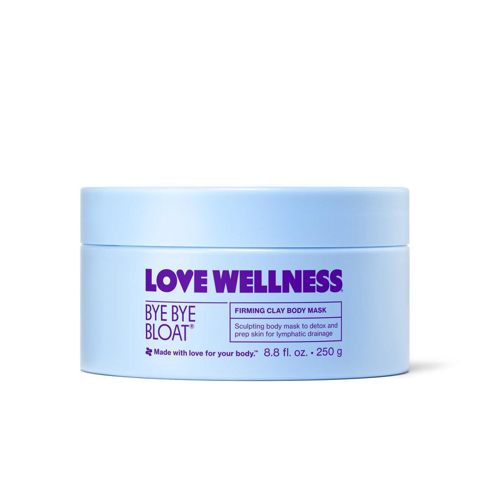 Love Wellness Bye Bye Bloat Firming Clay Body Mask | Lymphatic Drainage Body Mask for Women | Support Bloating Relief, Skin Hydration & Boost Circulation | Caffeine, Grapefruit & Peppermint Oil | 250g