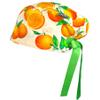 CALOMED Scrub Cap for Women and Men, Euro Style Scrub Caps, with Ribbon Ties & Buttons, Long or Short Hair (Oranges on Peach) view 1