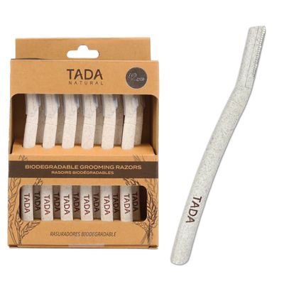 TADA Natural - 12PCS Straight Razors for Men and Women for Eyebrow Straight Edge, Beard, Disposable Razors (White)