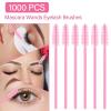 1000 Disposable Mascara Wands Eyelash Brushes Spoolies for Eyebrow Eye Lash Extension Pink view 3