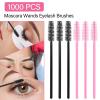 1000 Disposable Mascara Wands Eyelash Brushes Spoolies for Eyebrow Eye Lash Extension Black and Pink view 3