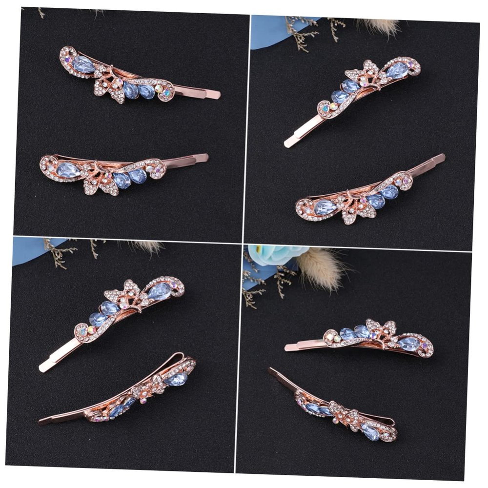 Ipetboom 2pcs Elegant Hairpins Set Zinc Alloy Hair Clips for Women Delicate Peacock Design Hair Accessories Blue for Wedding and Special Occasions