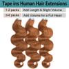 Body Wave Tape in Hair Extensions Human Hair, 30 Auburn Brown 18 Inch 100g/40pcs Wavy Human Hair Tape in Extensions Double Sided Reusable PU Skin Weft view 3
