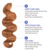 Body Wave Tape in Hair Extensions Human Hair, 30 Auburn Brown 18 Inch 100g/40pcs Wavy Human Hair Tape in Extensions Double Sided Reusable PU Skin Weft view 4