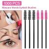 1000 Disposable Mascara Wands Eyelash Brushes Spoolies for Eyebrow Eye Lash Extension Black and Rose Red view 3