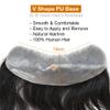 F M FACE MIRACLE NEW YORK Toupee For Men Forehead Natural Hairline Fronted Human Hair Replacement System Thin Skin Mens Toupee V-Looped PU Hairpiece (#2 Darkest Brown, 18x4) view 4