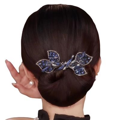 Lazy Hair Curler, Deft Bun and Flower Hair Accessories for Women - Twist Feather Hairpin, Rhinestone Hair Clip for Long Thick Hair