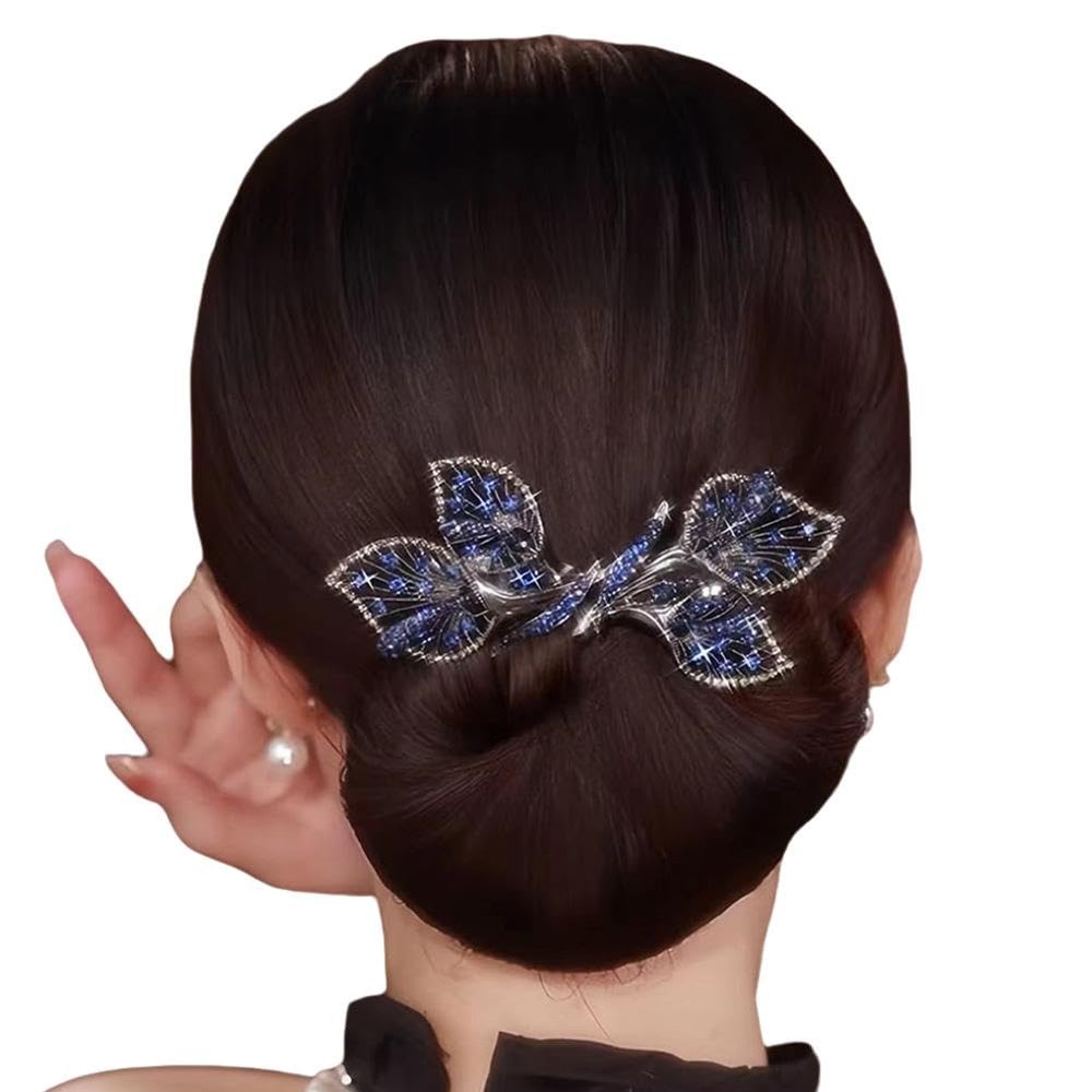 Lazy Hair Curler, Deft Bun and Flower Hair Accessories for Women - Twist Feather Hairpin, Rhinestone Hair Clip for Long Thick Hair