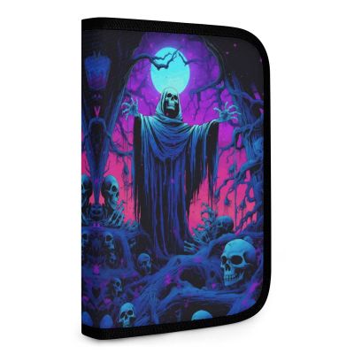 TEERMLLQWA Blacklight Skull Wizard Hippie Folding Storage Bag Tools Storage Carrying Case Makeup Travel Case Portable Makeup Bag Organizer