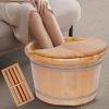 Foot Bath Barrel Wood Solid Foot Wood Basin, Foot Bath Soak Tub Wooden Foot Basin Solid Cedar Wood Foot Massager Spa with Lid, Massage Roller Foot Soaking Tub Home Foot Washing Bucket view 1