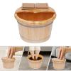 Foot Bath Barrel Wood Solid Foot Wood Basin, Foot Bath Soak Tub Wooden Foot Basin Solid Cedar Wood Foot Massager Spa with Lid, Massage Roller Foot Soaking Tub Home Foot Washing Bucket view 4