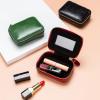 Dajingkj Lipstick Case with Mirror Lipstick Organizer Genuine Leather Lip Gloss Bag Mini Lipstick Holder Womens Girls Travel Lipgloss Makeup Storage Case view 3