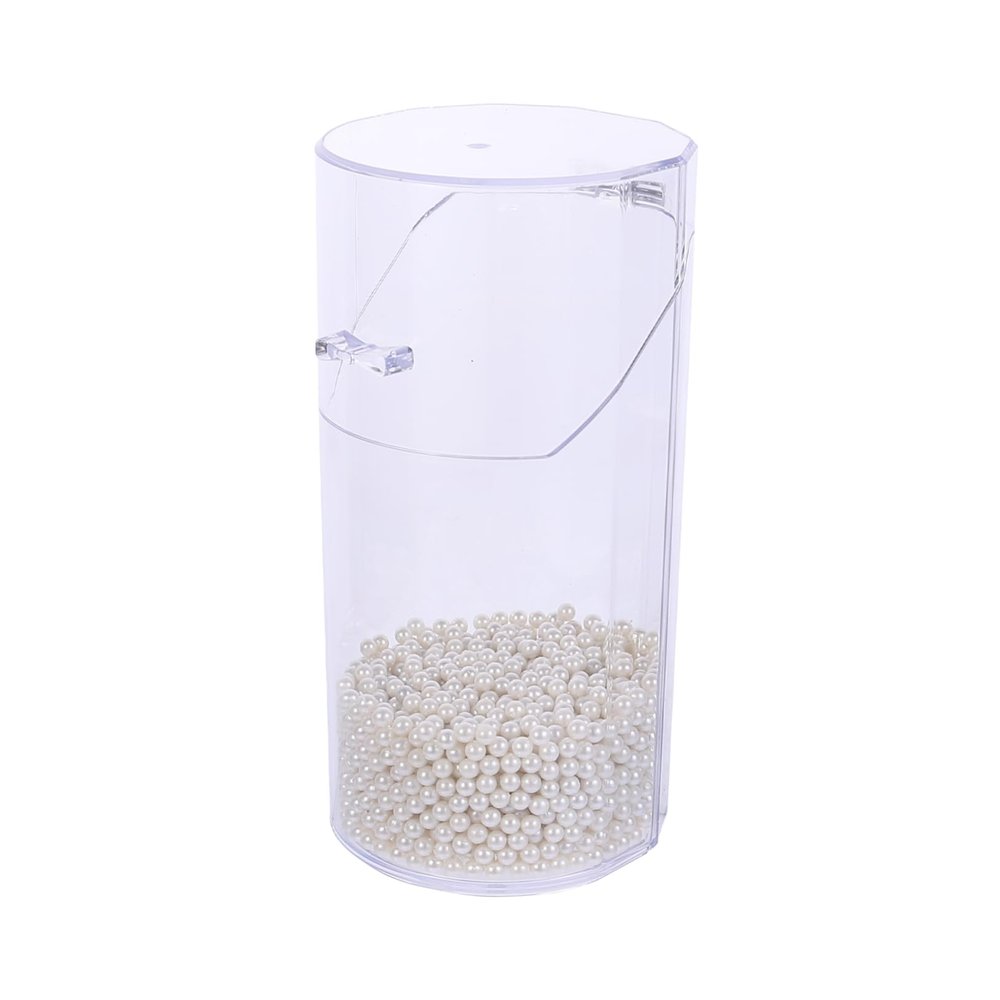 Beatifufu Makeup Brush Holder Organizer with Lid Portable Cosmetic Storage Box Featuring Elegant Pearls Durable and Design for and Teens