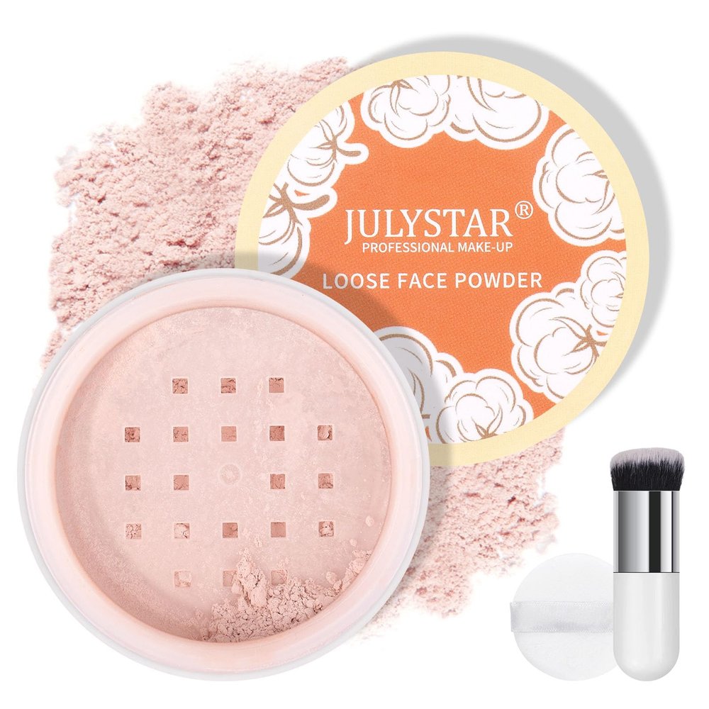 FREEORR Pink Setting Loose Face Powder, Oil Control Minimize Pore, Loose Baking Face Setting Powder Makeup, Make Up Setting Powder, Matte Flawless Finish,8g with Brush (02 Pink Complexion)