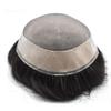 Toupee For Men Hair Pieces Fine Mono Mens Toupee Hair Replacement System For Men Hair System Poly Hair Pieces For Men Protesis Capilar Para Hombre7X10"-140% medium density1# JET BLACK view 3