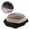 Toupee For Men Hair Pieces Fine Mono Mens Toupee Hair Replacement System For Men Hair System Poly Hair Pieces For Men Protesis Capilar Para Hombre7X10"-140% medium density1# JET BLACK view 4