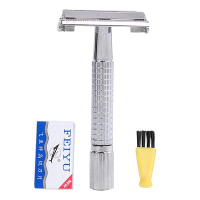 Gogogmee Classic Vintage Double-sided Manual Razor Holder Brush and Blades Shaving Machine for Men for Home and Travel Use Retro Design Satisfying Shaving Experience
