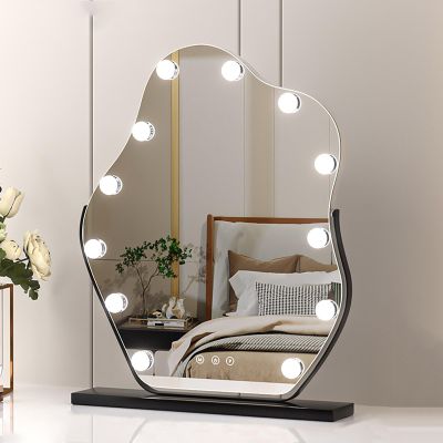 Vanity Mirror With Lights, Black Lighted Makeup Mirror With LED Bulbs For DeskDimmable 3 Lighting Modes, 360-degree RotatingVanity Cosmetic Mirror With Touch Screen,Dressing Table Makeup Mirror ( Co
