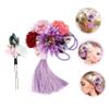 Beatifufu 2pcs Japanese Style Flower Tassel Hair Combs Bridal Hair Accessories for Weddings Elegant Hairpins for Bride Creative Attractive Design Easy to Use and Remove view 2