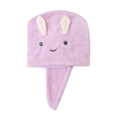 Ipetboom Thickened Fast Drying Hair Cap Ear Design Ultra Absorbent Towel Wrap for Wet Hair Lightweight and Portable Bath Cap Lavender
