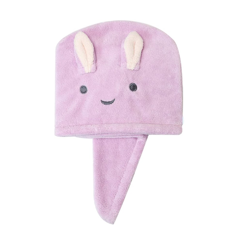 Ipetboom Thickened Fast Drying Hair Cap Ear Design Ultra Absorbent Towel Wrap for Wet Hair Lightweight and Portable Bath Cap Lavender
