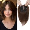 REECHO Real Human Hair Topper, 10 inch Women Hair Toppers for Thinning Hair, 100 Percent Human Hair Large Coverage Natural Hairpiece Wiglet, Butterfly Base 5"x4.8", Medium Brown view 1